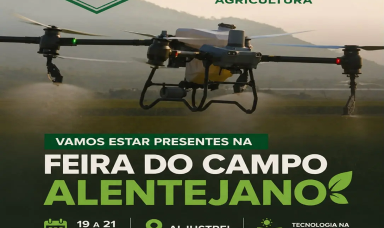 Drone agrícola e equipa da Agritech na preparação para a Feira do Campo Alentejano em Aljustrel