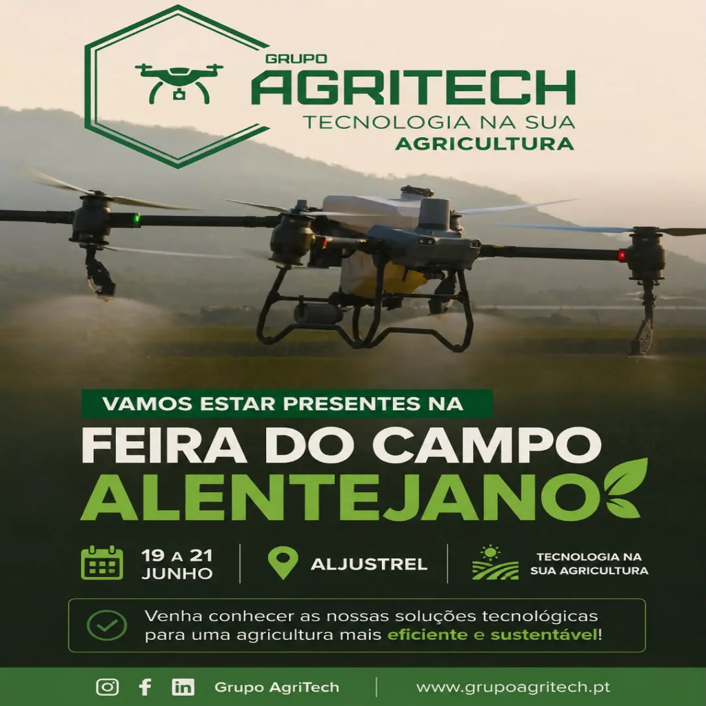 Drone agrícola e equipa da Agritech na preparação para a Feira do Campo Alentejano em Aljustrel